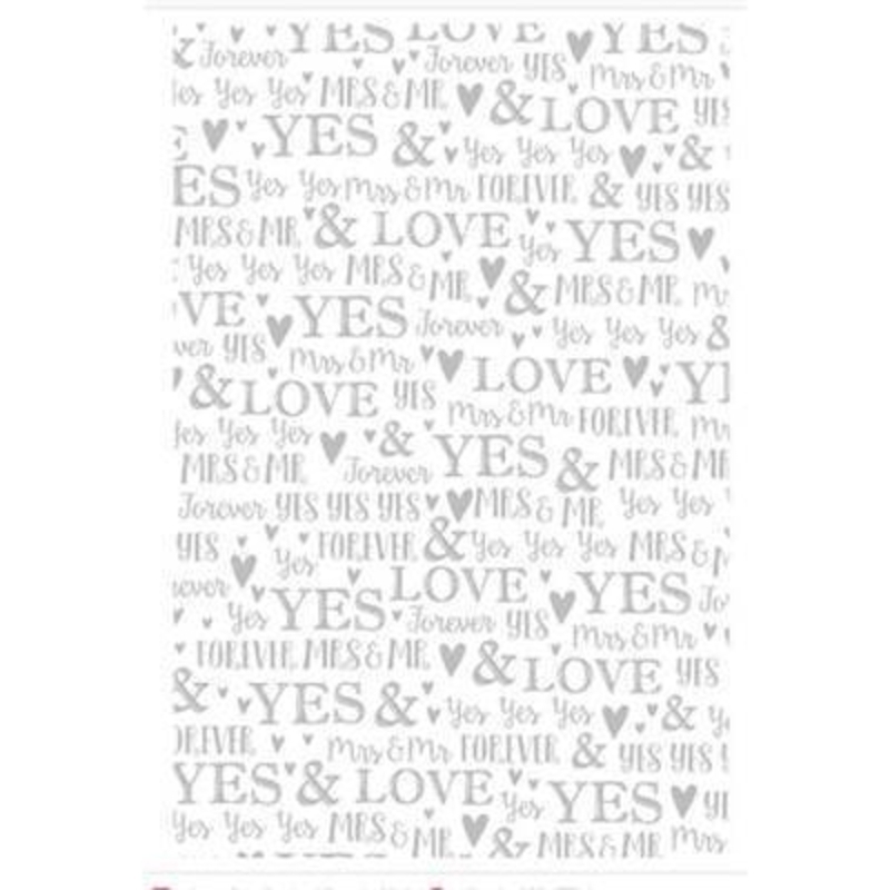 This white and silver themed paper is ideal for a wedding gift. Approx. size 70cmx1.5m